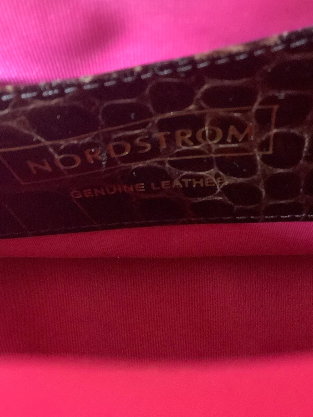 Nordstrom Croc-Embossed Dark Brown Satchel with Gold Hardware - Picture 7 of 8